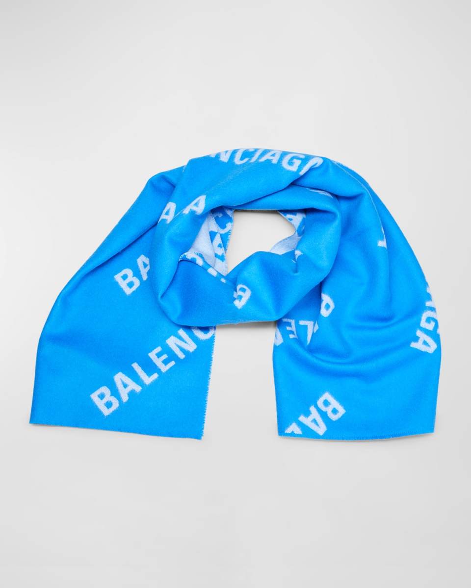 Macro Logo Brushed Wool Scarf